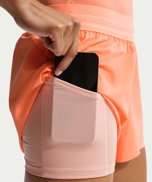 NIKE NIKE Swift Dry Fit Mid-Rise 2-in-1 Running Shorts W - Orange Pulse
