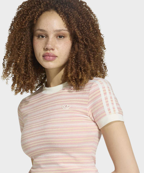 ADIDAS Slim Stripe Tee - Sandy Pink