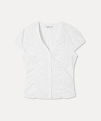 MIXXO MIXXO V-neck Dot Shirring Blouse C