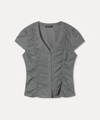 MIXXO MIXXO V-neck Dot Shirring Blouse C