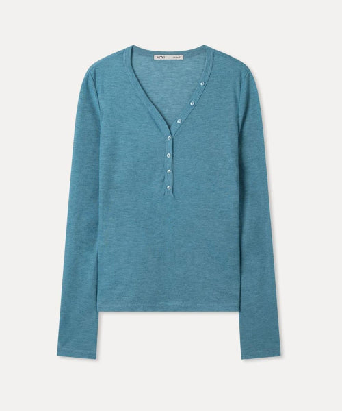 MIXXO MIXXO Button-up See-through Long-sleeved T-Shirt C
