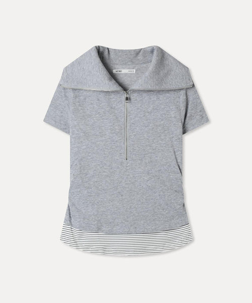 MIXXO MIXXO T-Shirt Striped Layered Zip-Up