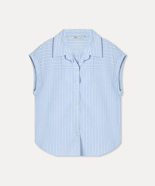 MIXXO MIXXO Shirt Roll-up Striped Short-Sleeved (C)