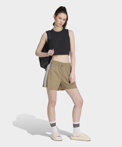 ADIDAS ADIDAS Essential 3-Stripe Lifestyle Woven Short Pants - Khaki