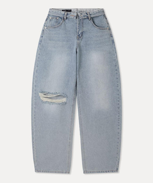 MIXXO MIXXO Denim Curved Obi Turn-Up Pants