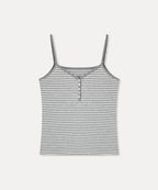 MIXXO MIXXO Striped Button-Up Tank Top T-Shirt