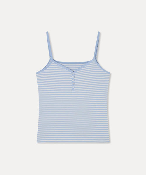 MIXXO MIXXO Striped Button-Up Tank Top T-Shirt