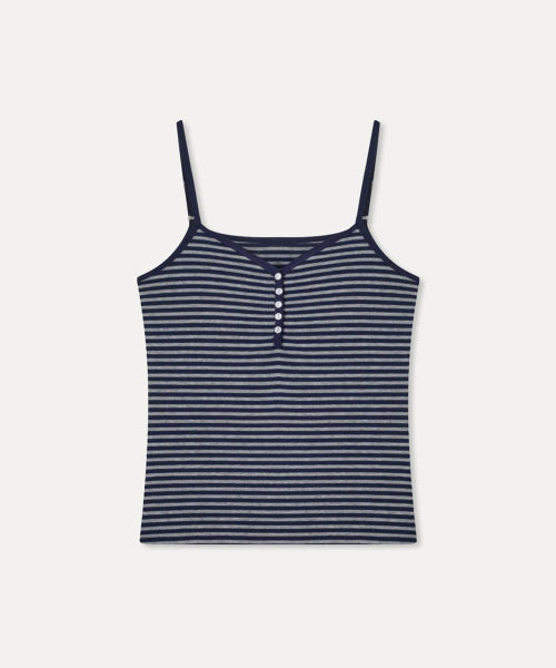 MIXXO MIXXO Striped Button-Up Tank Top T-Shirt