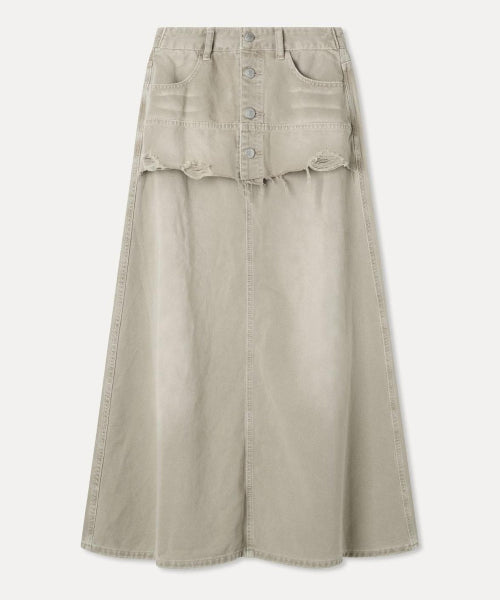MIXXO MIXXO Layered Denim Long Skirt