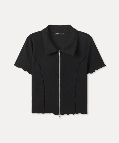 MIXXO MIXXO T-Shirt Collar Short Sleeve Zip-Up C