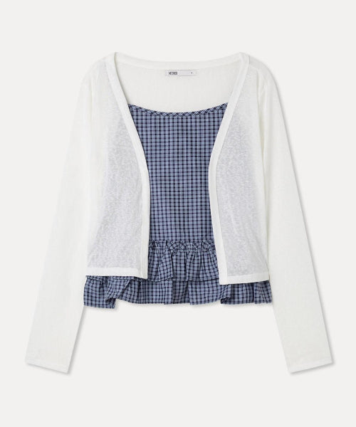 MIXXO MIXXO Frill Tank Top Cardigan Blouse