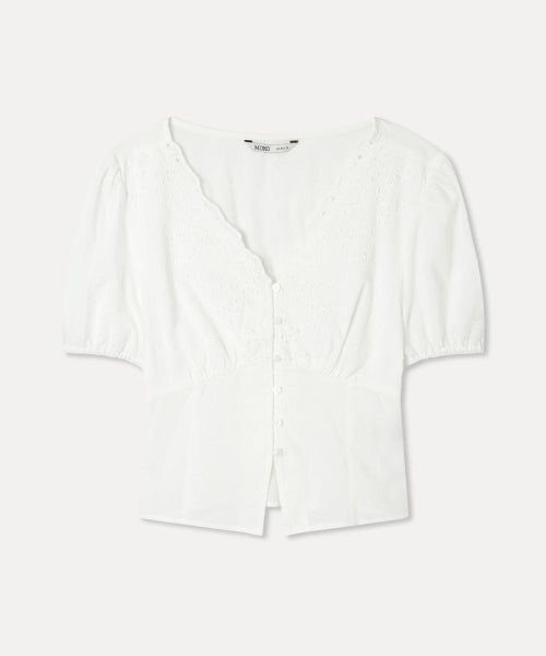 MIXXO MIXXO V-neck Eyelet Blouse