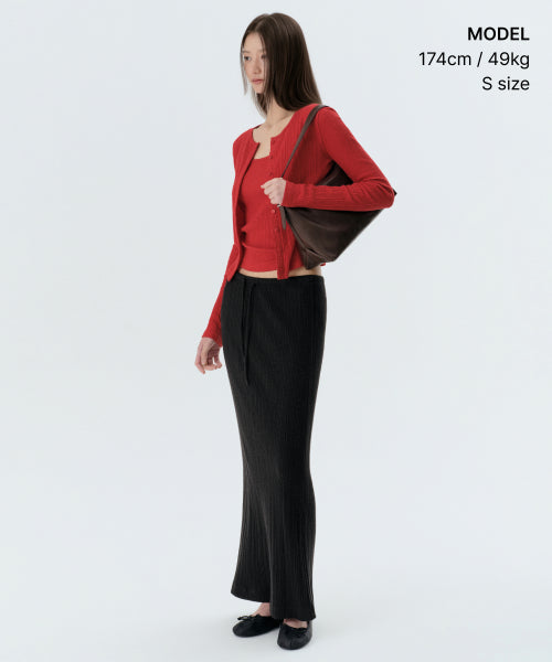 MUSINSA STANDARD WOMAN MUSINSA STANDARD WOMAN Cardigan Set Red