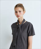 MIXXO MIXXO Shirt Round Neck Tie Blouse