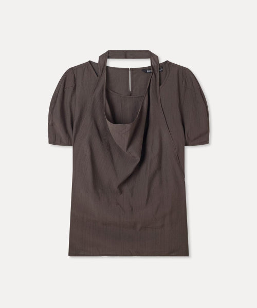 MIXXO MIXXO Cowl Neck Layered Blouse