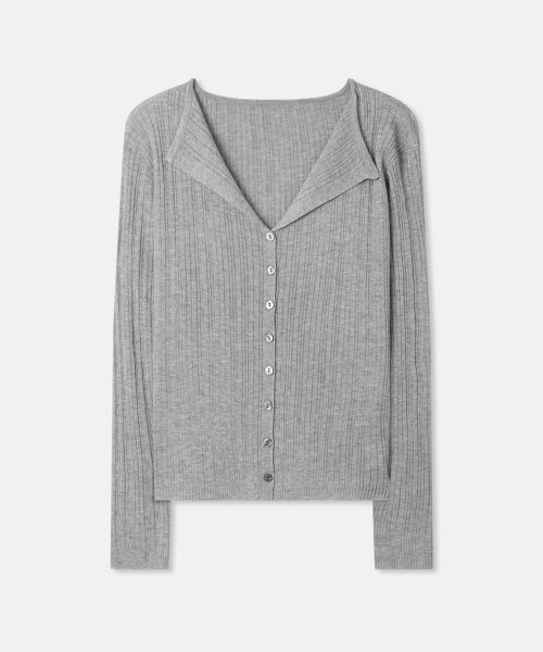 MIXXO MIXXO Open Collar Ribbed Summer Cardigan S