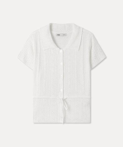 MIXXO MIXXO Cardigan Collar Neck String Short Sleeve