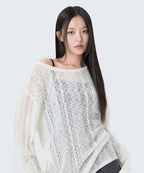 MIXXO MIXXO See-through Cable Loose Fit Long Sleeve Knit