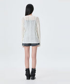 MIXXO MIXXO See-through Cable Loose Fit Long Sleeve Knit