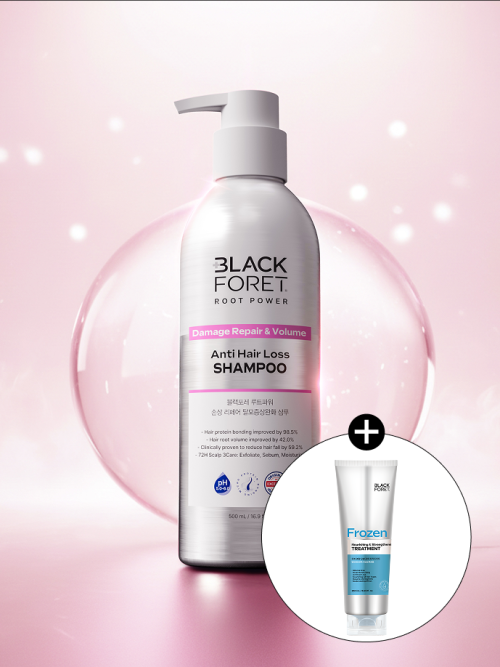 BLACKFORET Root Power Scalp Hair Loss Symptom Relief Shampoo 500ml + Additional 250ml Treatment (Cool & Deep Clean/Damage/Dandruff)