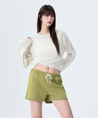 MIXXO MIXXO Boat Neck Wrap Button Knit Sweater