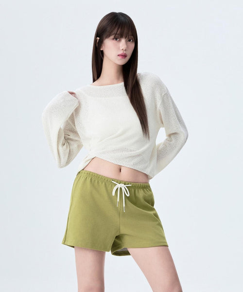 MIXXO MIXXO Boat Neck Wrap Button Knit Sweater