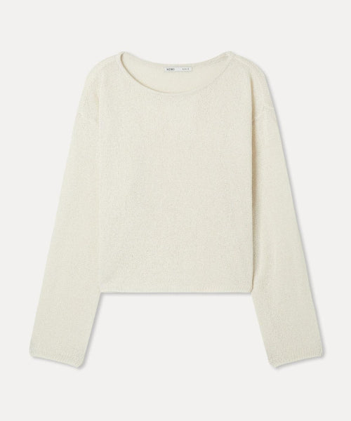 MIXXO MIXXO Boat Neck Wrap Button Knit Sweater