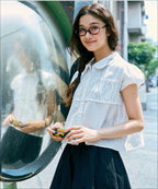 MIXXO MIXXO Shirt Round Collar Shirring