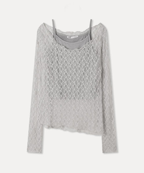 MIXXO MIXXO Lace Layered Long Sleeve T-Shirt S