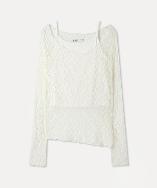 MIXXO MIXXO Lace Layered Long Sleeve T-Shirt S