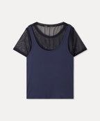 MIXXO MIXXO T-Shirt Mesh Layered Short-Sleeved