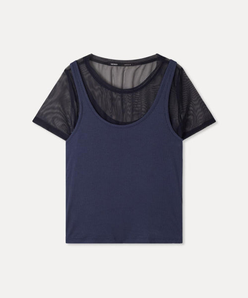 MIXXO MIXXO T-Shirt Mesh Layered Short-Sleeved