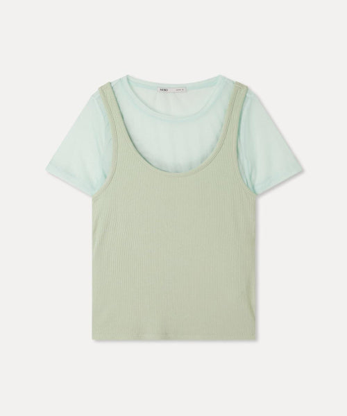 MIXXO MIXXO T-Shirt Mesh Layered Short-Sleeved