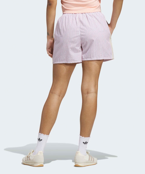 ADIDAS ADIDAS Striped Box Short Pants - White: Red: Semi-pink glow