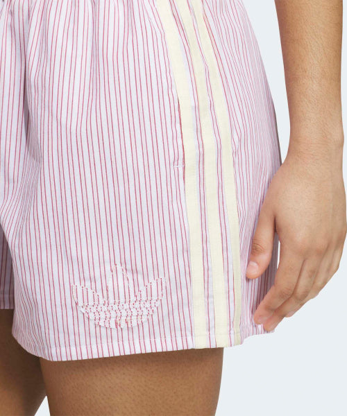 ADIDAS ADIDAS Striped Box Short Pants - White: Red: Semi-pink glow
