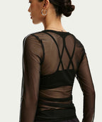 NIKE NIKE Sportswear Slim Long Sleeve Sheer Top - Black:White