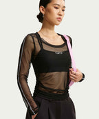 NIKE NIKE Sportswear Slim Long Sleeve Sheer Top - Black:White
