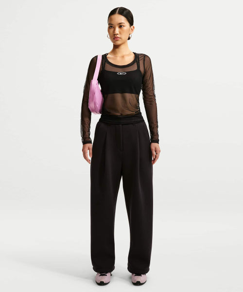 NIKE NIKE Sportswear Slim Long Sleeve Sheer Top - Black:White