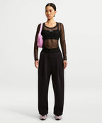 NIKE NIKE Sportswear Slim Long Sleeve Sheer Top - Black:White