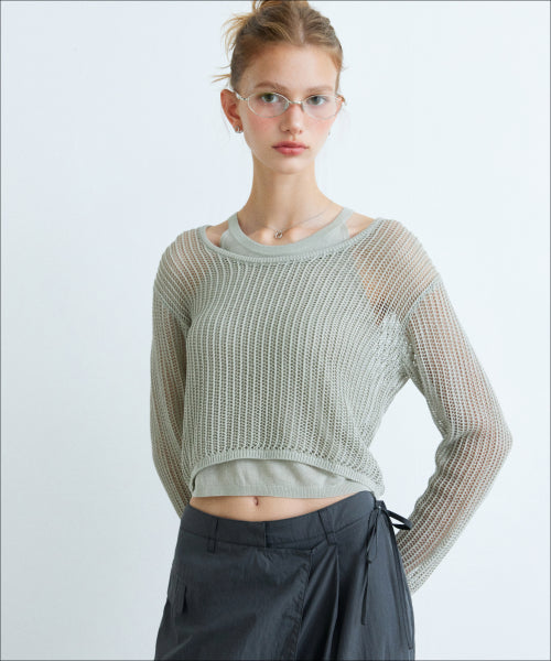 MIXXO MIXXO Knitwear Linen Layered Punching Knit C