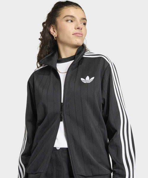 ADIDAS ADIDAS Pinstripe Firebird Loose Track Top - Black:White:Gray