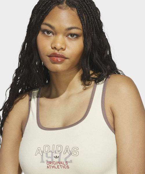 ADIDAS ADIDAS Graphic Rib Tank Top - Warm Vanilla