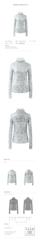 YCH SEQUINNED LAYERED KNIT TOP SILVER (F24TO9011SV)