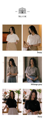 TILLIDIE Unbalanced collar button t-shirt TISU01TS15_Navy