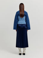 EENK XILISSY Cable Knit Bolero Cardigan - Navy