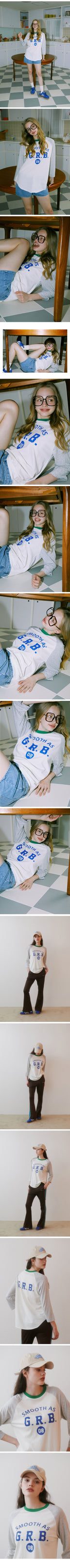 GREENBUTTER Raglan Sleeve Cookie T-shirt (Green/Blue)