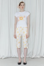SINOON Flower Cap Sleeve T-Shirt (Yellow)