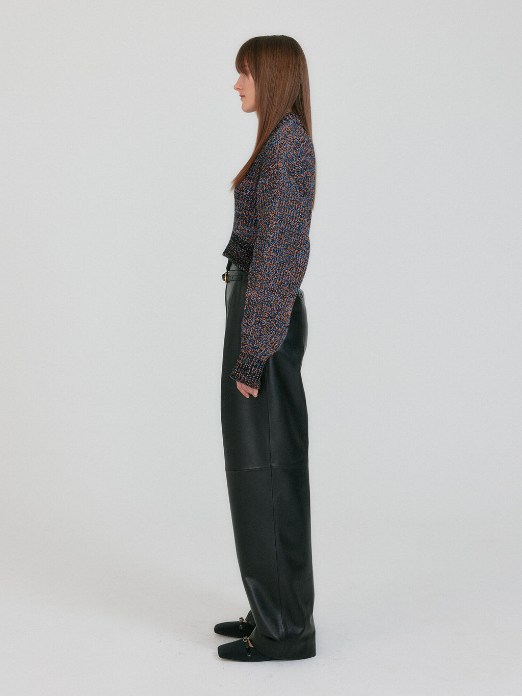 EENK ZABELLE Mockneck Textured Knit Pullover - Orange/Blue Multi