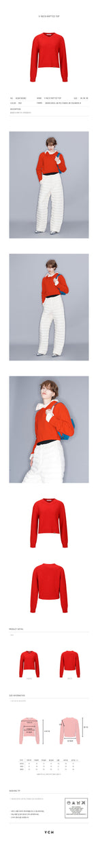 YCH V-NECK KNITTED TOP RED (W23KT810RD)