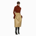 YCH WAISTBAND FAUX LEATHER SKIRT YELLOW (W24SK6041YL)
